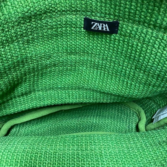 Zara Straw Tote with Green Stripe Accents - Picture 7 of 10